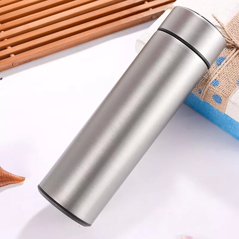 Smart LED Temperature Display  indicator Insulation Promotional Bottle - Silver
